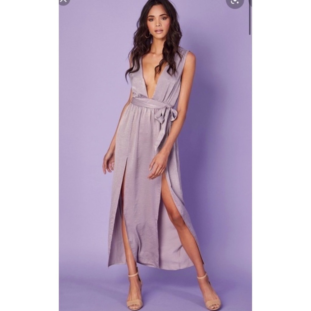 Revolve Donna Mizani Claire Midi Dress in Lilac Lavender